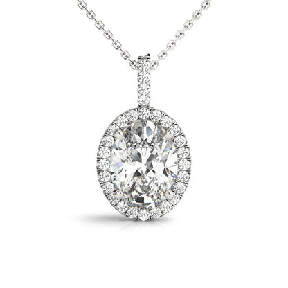14K White Gold Pendants Halo With 2.14 TCW Diamond (SI1, G)