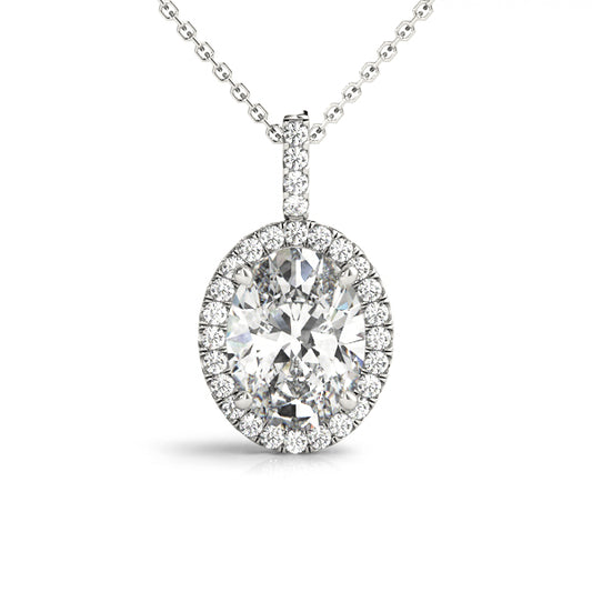 14K White Gold Pendants Halo With 2.14 TCW Diamond (SI1, G)