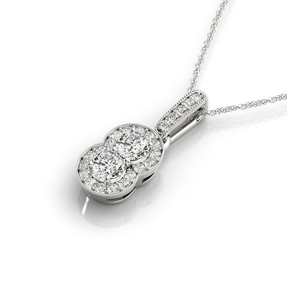 14K White Gold Two Stone Pendant With 0.23 TCW Diamond (SI2, H-I)
