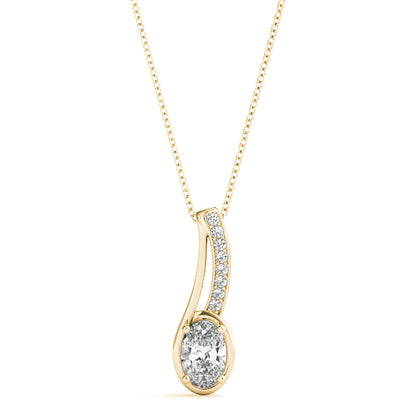 14K Yellow Gold Oval Fashion Pendant With 0.99 TCW Diamond (SI2, H-I)