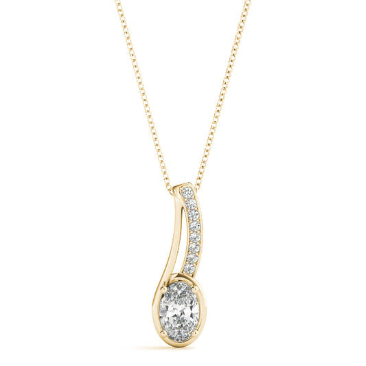 14K Yellow Gold Oval Fashion Pendant With 0.99 TCW Diamond (SI2, H-I)