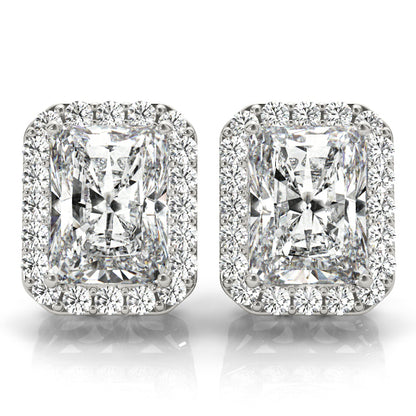 14K White Gold Earrings Halo With 0.13 TCW Diamond (SI2, H-I)