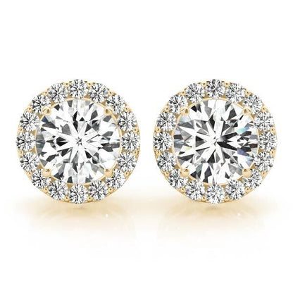 14K Yellow Gold Earrings Halo With 2.06 TCW Diamond (SI2, H-I)