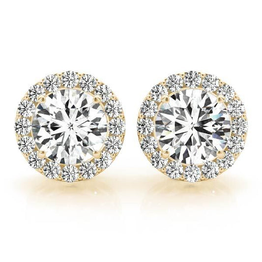 14K Yellow Gold Earrings Halo With 2.06 TCW Diamond (SI2, H-I)