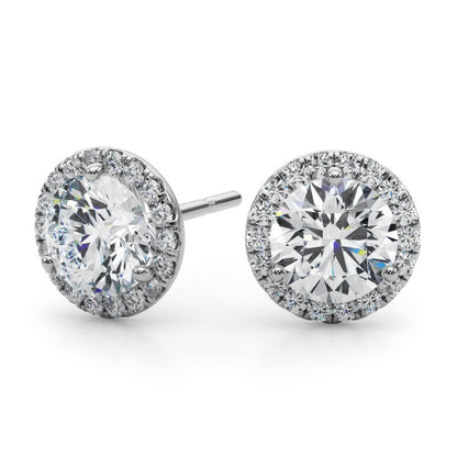 14K White Gold Earrings Halo With 0.41 TCW Diamond (I2, H-I)