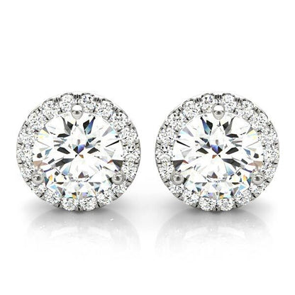 14K White Gold Earrings Halo With 0.41 TCW Diamond (I2, H-I)
