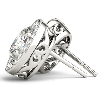 14K White Gold Earrings Halo With 0.39 TCW Diamond (SI1-SI2, G-H)