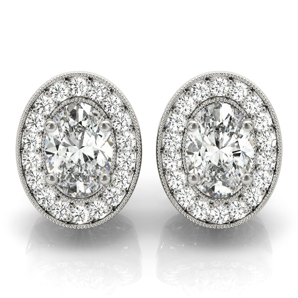 14K White Gold Earrings Halo With 0.39 TCW Diamond (SI1-SI2, G-H)