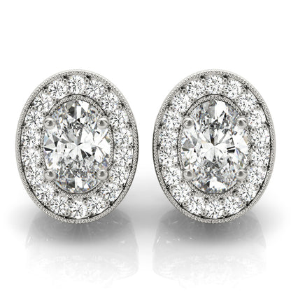 14K White Gold Earrings Halo With 0.39 TCW Diamond (SI1-SI2, G-H)