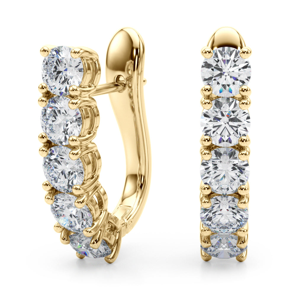 14K Yellow Gold Earrings With Omega Backs With 1 TCW Diamond (SI2, H-I)
