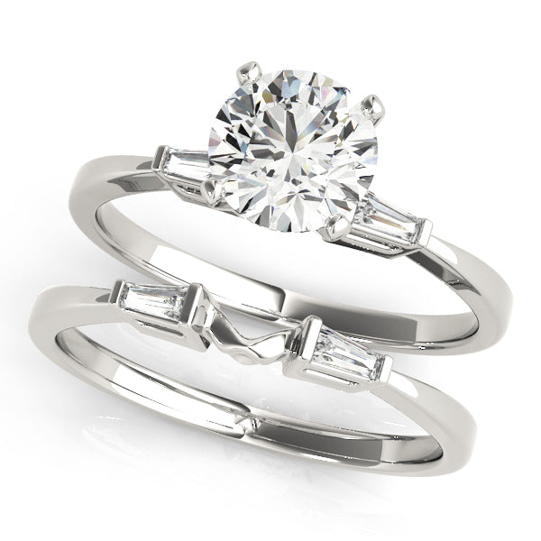 14K White Gold Engagement Rings 3 Stone Baguette With 0.12 TCW Diamond (SI1-SI2, G-H)