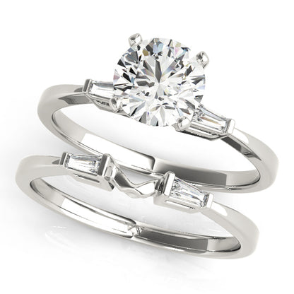 14K White Gold Engagement Rings 3 Stone Baguette With 0.12 TCW Diamond (SI1-SI2, G-H)