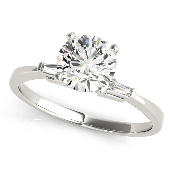 14K White Gold Engagement Rings 3 Stone Baguette With 0.12 TCW Diamond (SI1-SI2, G-H)