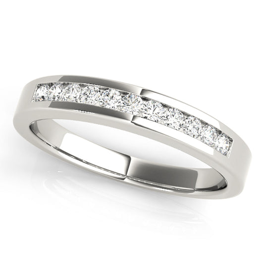 14K White Gold Wedding Bands Channel Set With 0.22 TCW Diamond (SI1-SI2, G-H)