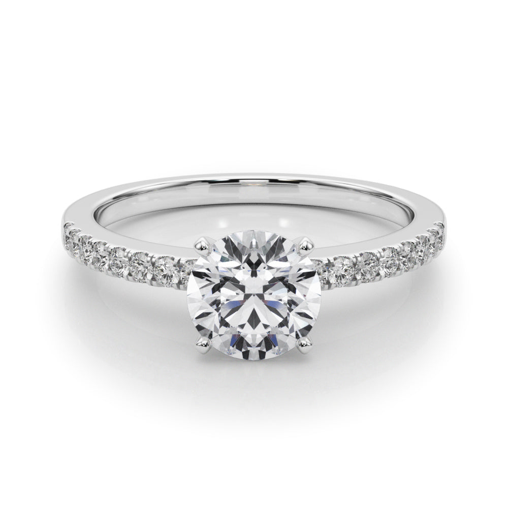 14K White Gold Engagement Rings Single Row Prong Set With 0.12 TCW Diamond (SI1-SI2, G-H)