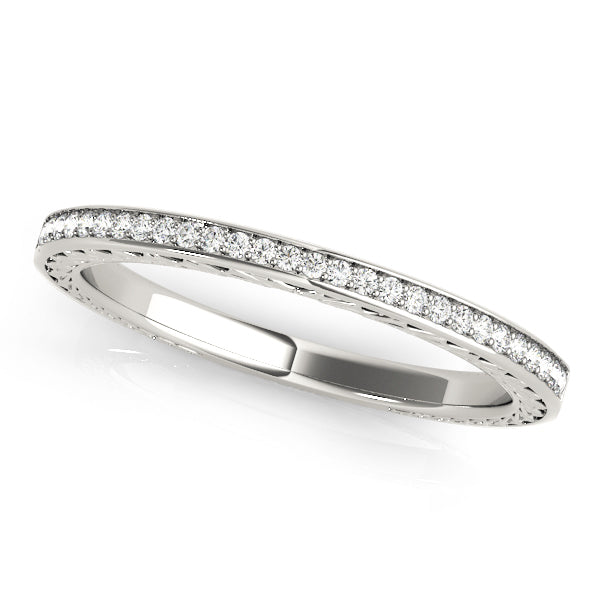 14K White Gold Wedding Bands Prong Set With 0.11 TCW Diamond (SI1-SI2, G-H)