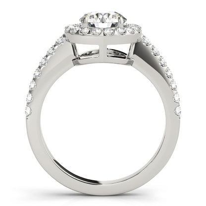 14K White Gold Engagement Rings Halo Round With 1.04 TCW Diamond (I2, H-I)