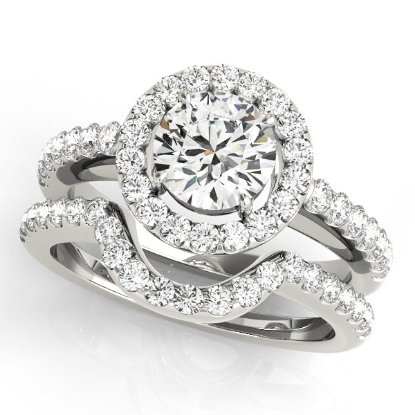 14K White Gold Engagement Rings Halo Round With 1.04 TCW Diamond (I2, H-I)