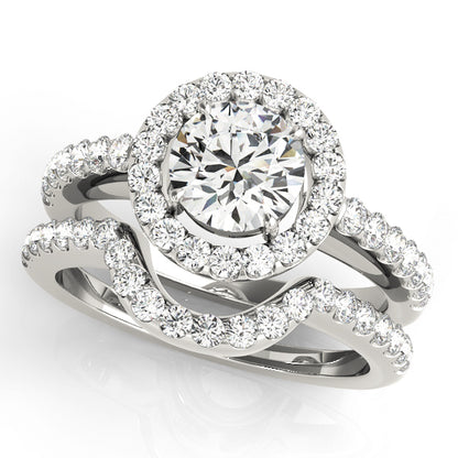 14K White Gold Engagement Rings Halo Round With 1.04 TCW Diamond (I2, H-I)
