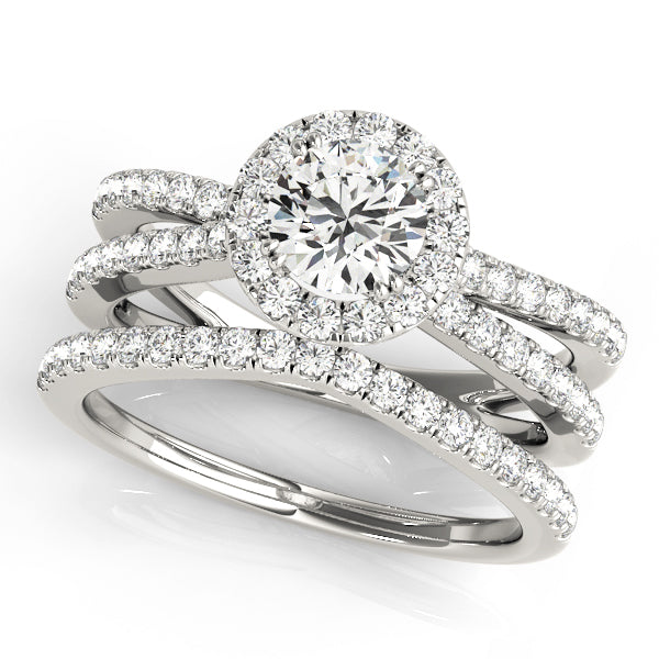 14K White Gold Engagement Rings Halo Round With 0.77 TCW Diamond (SI1-SI2, G-H)