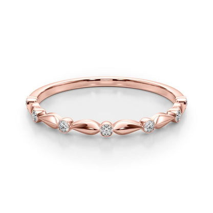 14K Rose Gold Wedding Bands Bezel Set With 0.07 TCW Diamond (SI2, H-I)