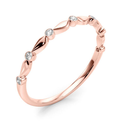 14K Rose Gold Wedding Bands Bezel Set With 0.07 TCW Diamond (SI2, H-I)