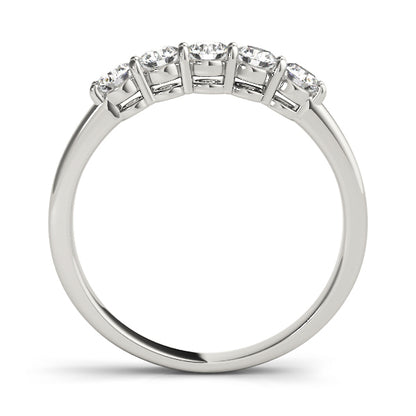 14K White Gold 5 Stone Straight Band With 0.75 TCW Diamond (SI2, H-I)