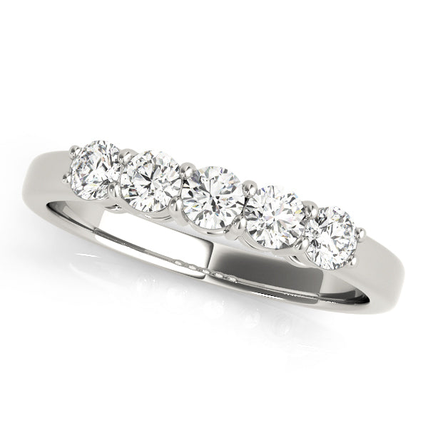 14K White Gold 5 Stone Straight Band With 0.75 TCW Diamond (SI2, H-I)