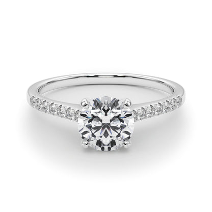14K White Gold Engagement Rings Single Row Prong Set With 0.10 TCW Diamond (SI1-SI2, G-H)