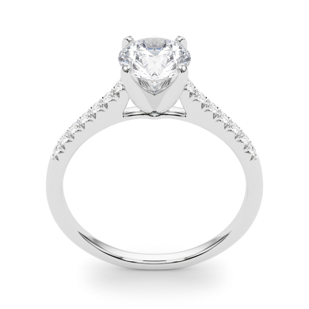 14K White Gold Engagement Rings Single Row Prong Set With 0.10 TCW Diamond (SI1-SI2, G-H)