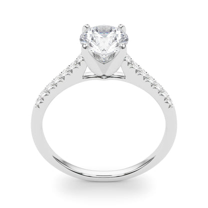 14K White Gold Engagement Rings Single Row Prong Set With 0.10 TCW Diamond (SI1-SI2, G-H)