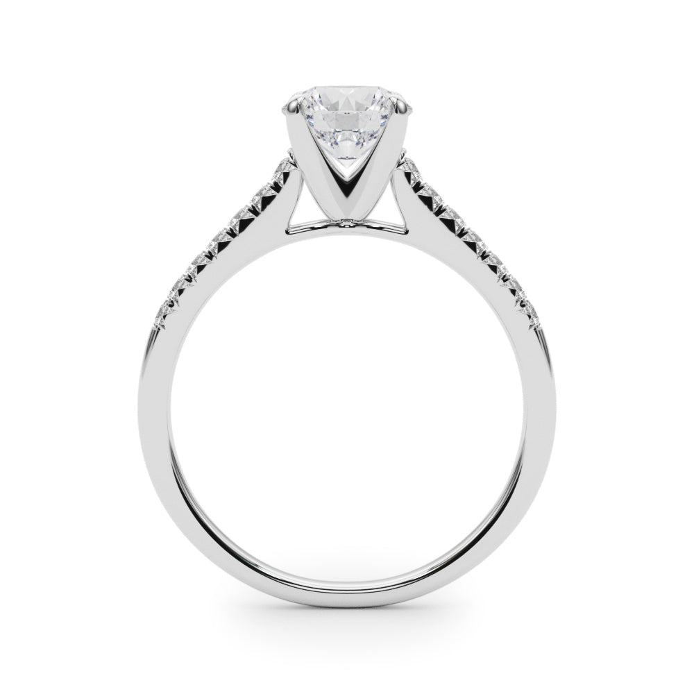 14K White Gold Engagement Rings Single Row Prong Set With 0.10 TCW Diamond (SI1-SI2, G-H)