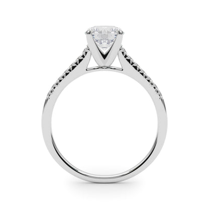 14K White Gold Engagement Rings Single Row Prong Set With 0.10 TCW Diamond (SI1-SI2, G-H)