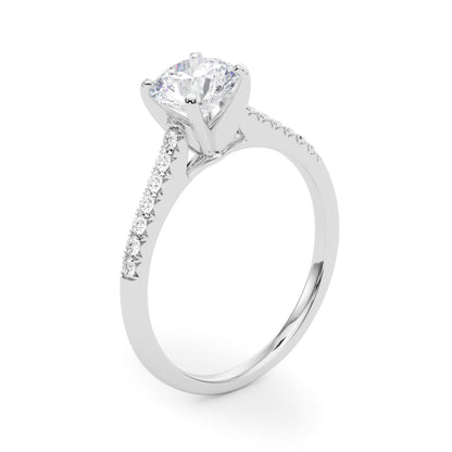 14K White Gold Engagement Rings Single Row Prong Set With 0.10 TCW Diamond (SI1-SI2, G-H)