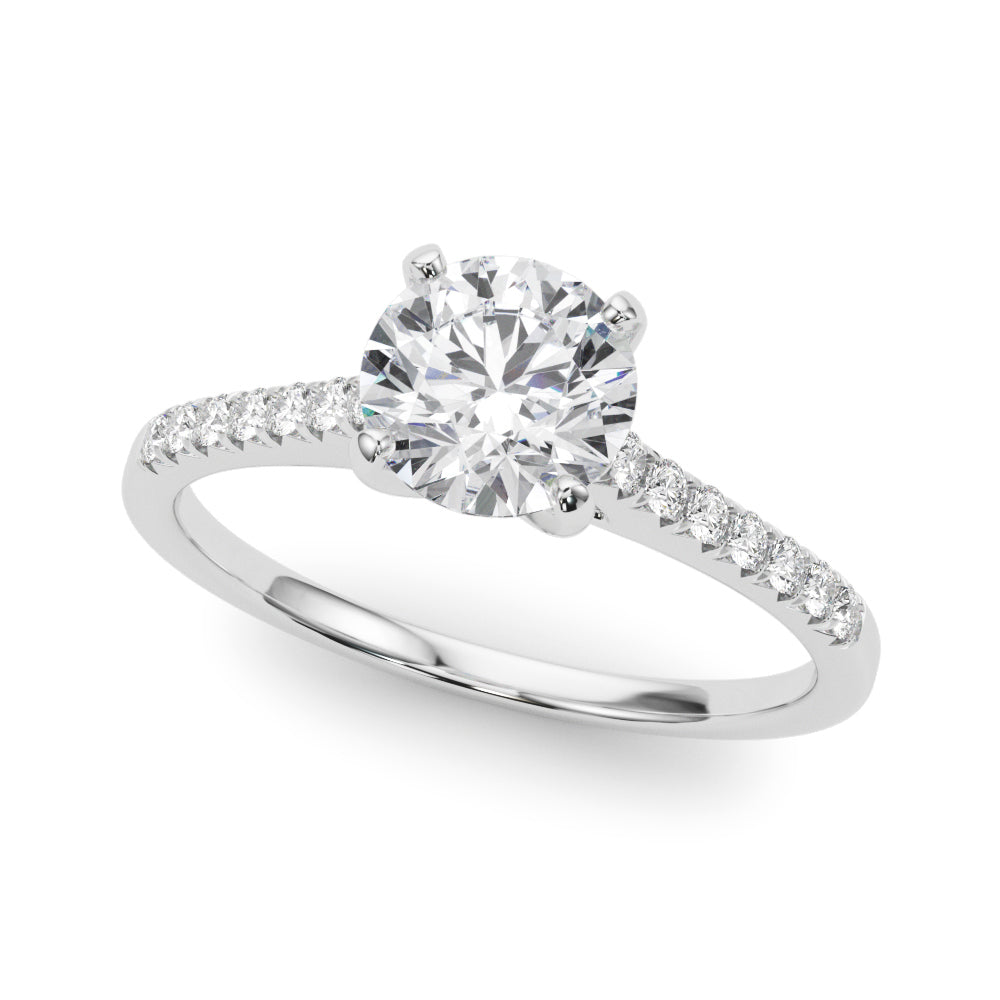 14K White Gold Engagement Rings Single Row Prong Set With 0.10 TCW Diamond (SI1-SI2, G-H)