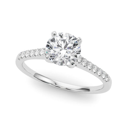 14K White Gold Engagement Rings Single Row Prong Set With 0.10 TCW Diamond (SI1-SI2, G-H)