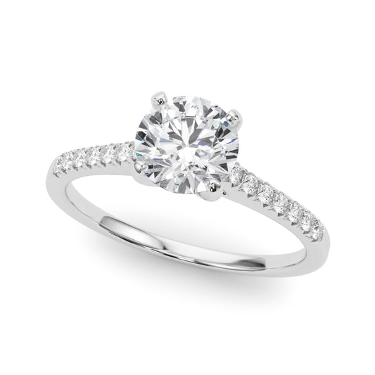14K White Gold Engagement Rings Single Row Prong Set With 0.10 TCW Diamond (SI1-SI2, G-H)