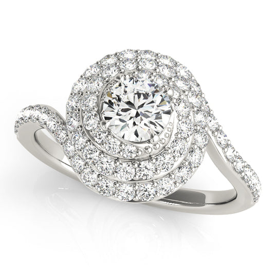 14K White Gold Engagement Rings Halo Round With 1.43 TCW Diamond (SI1-SI2, G-H)