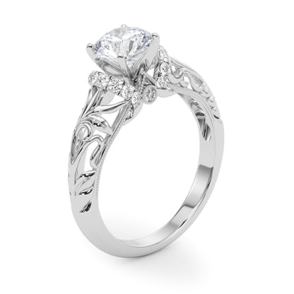 14K White Gold Engagement Rings Remounts Any Shape With 0.16 TCW Diamond (SI1-SI2, G-H)
