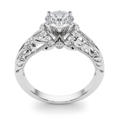 14K White Gold Engagement Rings Remounts Any Shape With 0.16 TCW Diamond (SI1-SI2, G-H)