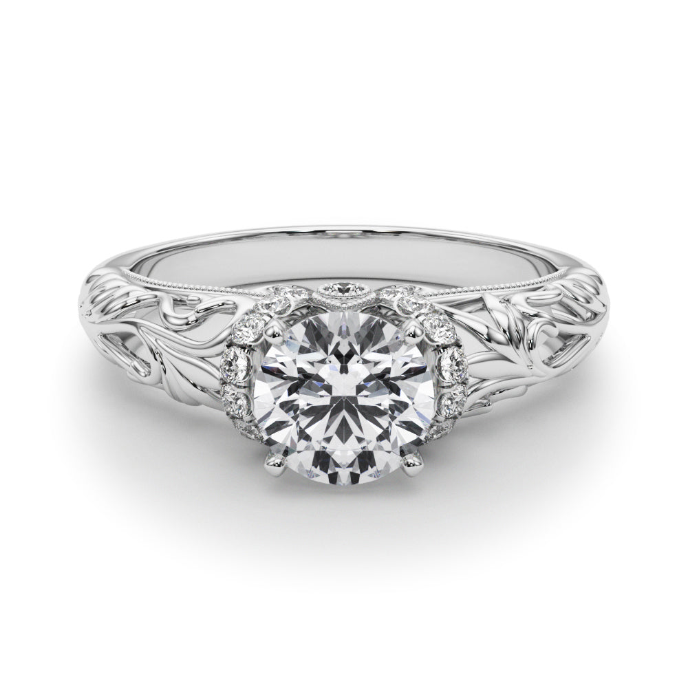 14K White Gold Engagement Rings Remounts Any Shape With 0.16 TCW Diamond (SI1-SI2, G-H)