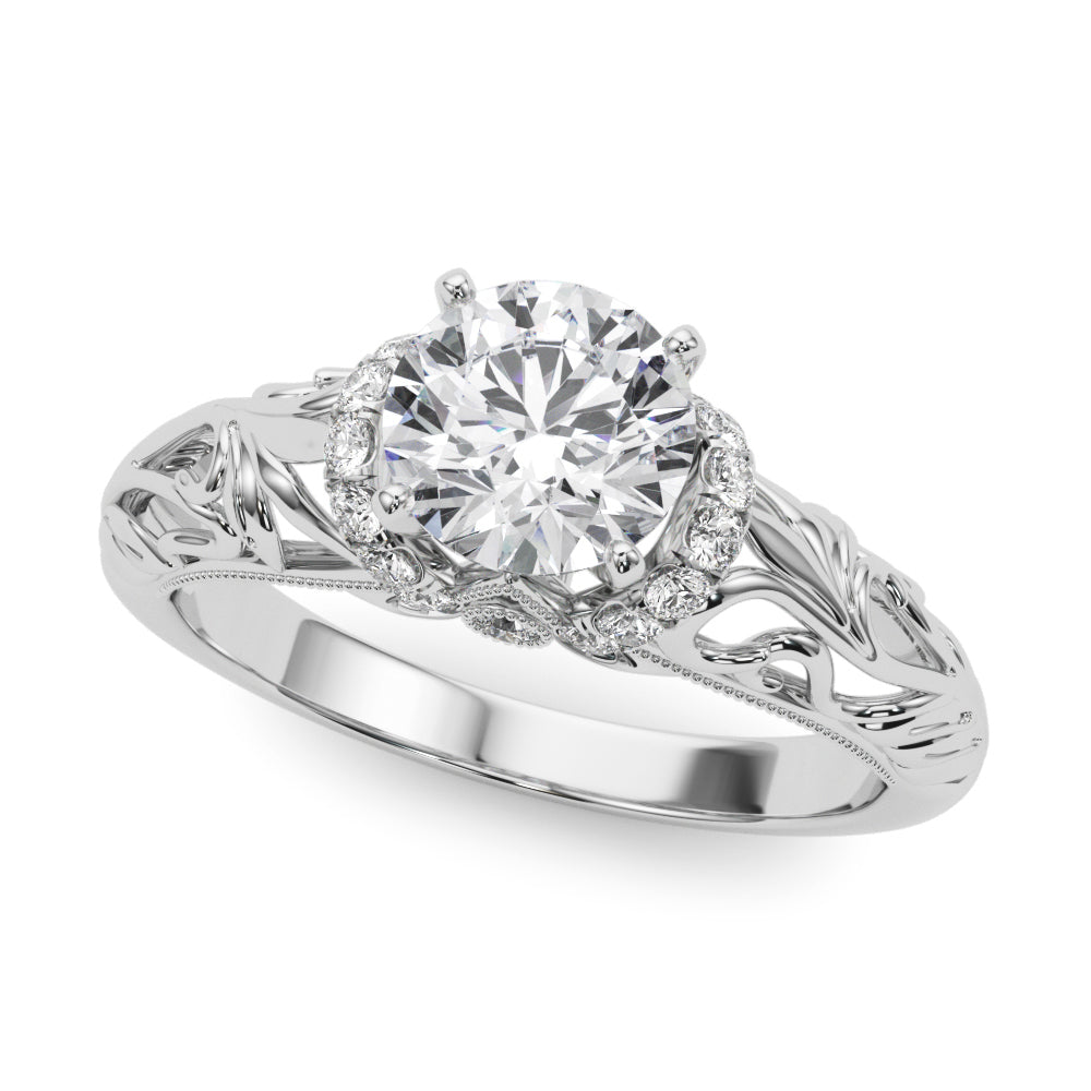 14K White Gold Engagement Rings Remounts Any Shape With 0.16 TCW Diamond (SI1-SI2, G-H)