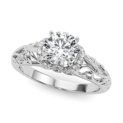 14K White Gold Engagement Rings Remounts Any Shape With 0.16 TCW Diamond (SI1-SI2, G-H)