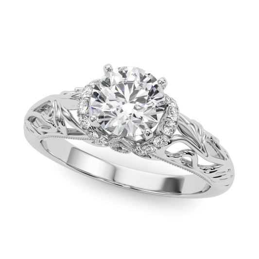 14K White Gold Engagement Rings Remounts Any Shape With 0.16 TCW Diamond (SI1-SI2, G-H)