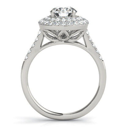 14K White Gold Engagement Rings Halo Round With 0.69 TCW Diamond (SI1-SI2, G-H)