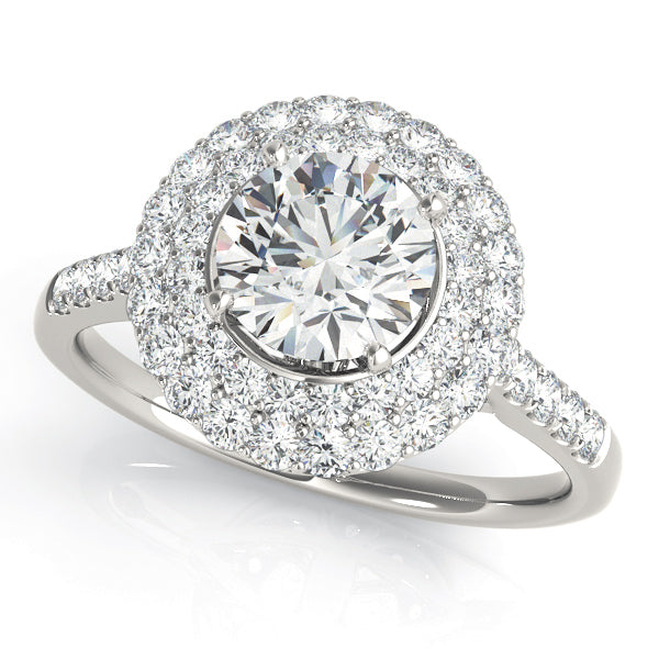 14K White Gold Engagement Rings Halo Round With 0.69 TCW Diamond (SI1-SI2, G-H)