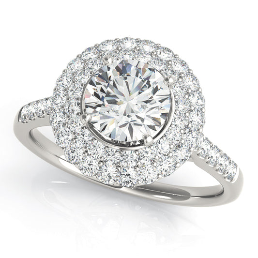 14K White Gold Engagement Rings Halo Round With 0.69 TCW Diamond (SI1-SI2, G-H)
