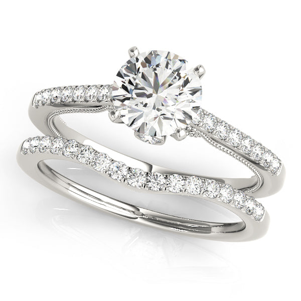 14K White Gold Engagement Rings Single Row Prong Set With 0.36 TCW Diamond (SI1-SI2, G-H)
