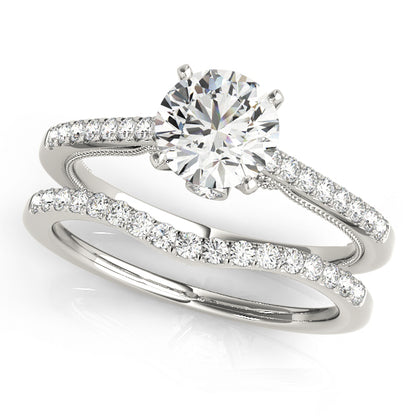 14K White Gold Engagement Rings Single Row Prong Set With 0.36 TCW Diamond (SI1-SI2, G-H)