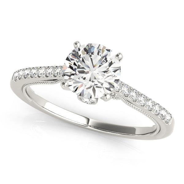 14K White Gold Engagement Rings Single Row Prong Set With 0.36 TCW Diamond (SI1-SI2, G-H)